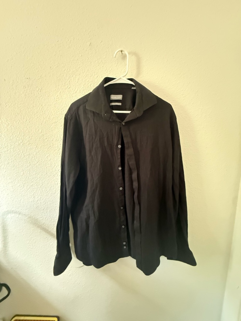 Michael Kors Black Slim Fit Stretch Button-Up Shirt